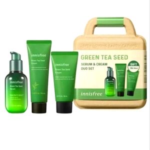 Green Tea Seed Serum & Cream Duo Set - Green New 3PC Korean Innisfree Green Tea